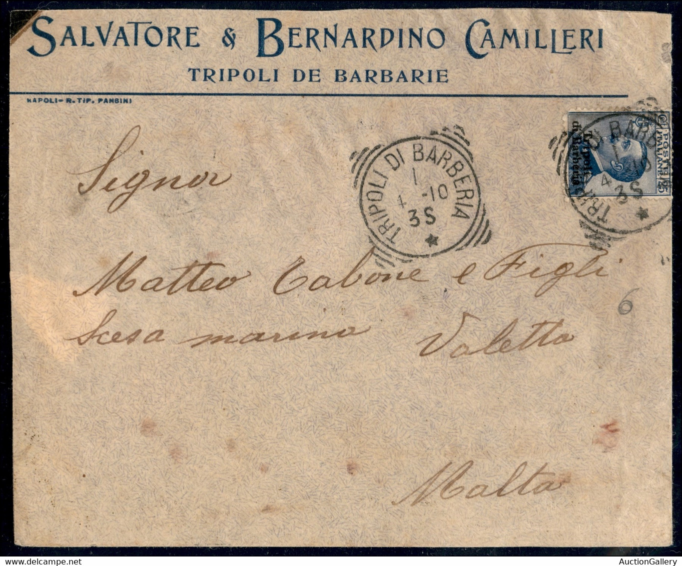 Levante - Tripoli Di Barberia - 25 Cent (6) Su Busta Per Malta Del 1.4.10 - Sonstige & Ohne Zuordnung
