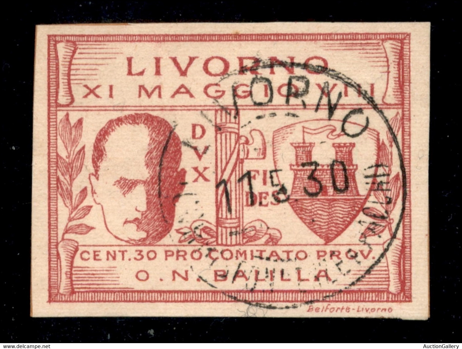 Livorno - 1930 - 30 Cent (1a) Non Dentellato - Usato Su Frammento - Raybaudi (1.800) - Otros & Sin Clasificación