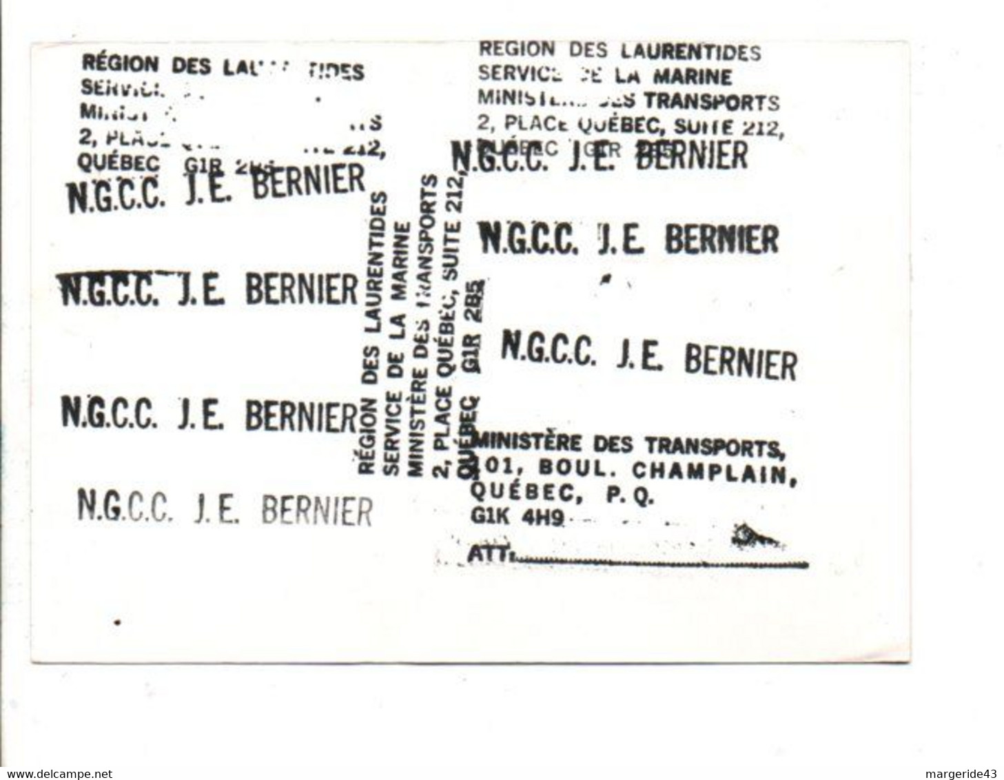 CANADA CARTE DU C C G S J.E. BERNIER POUR LA FRANCE 1978 - Plaatfouten En Curiosa