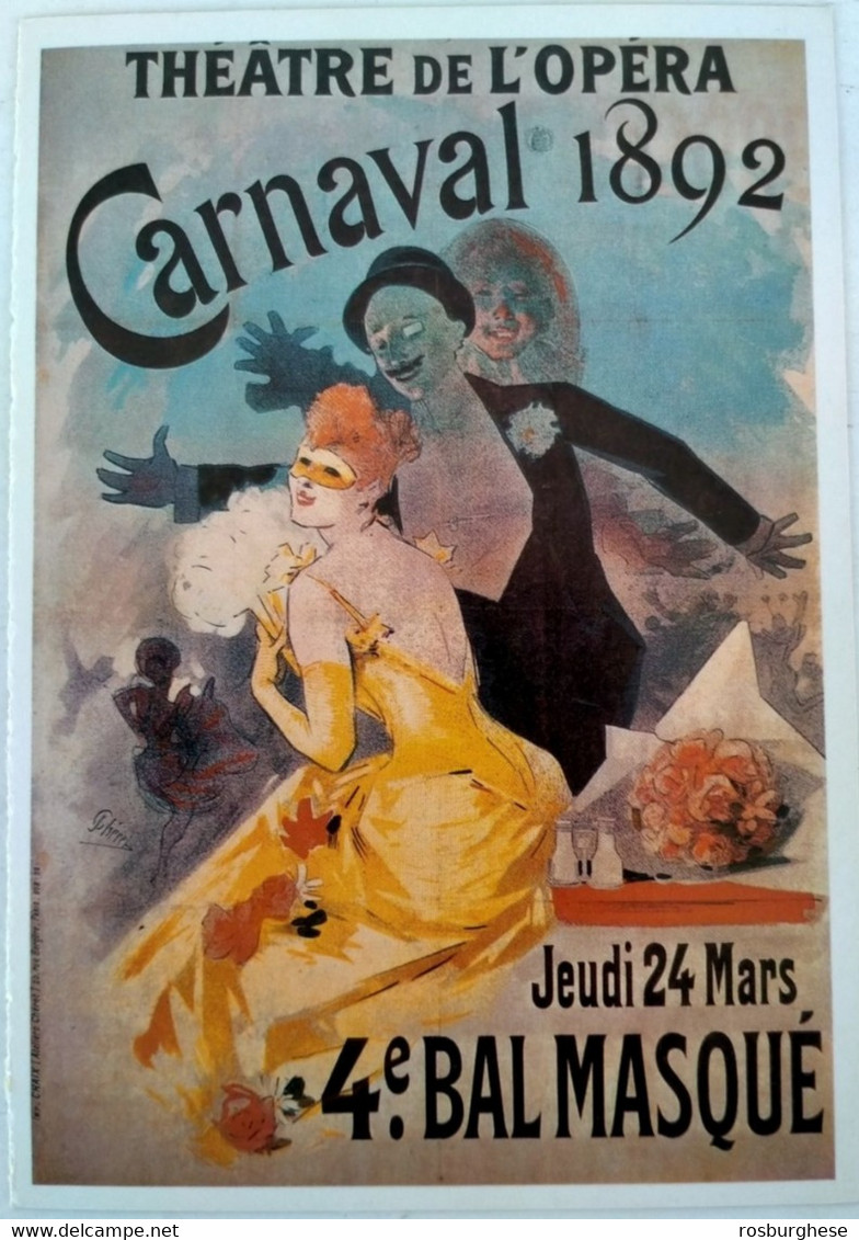 24 - Cartolina Art Nouveau Jules Cheret Theatre De L'opera Carnaval FG - Chéret