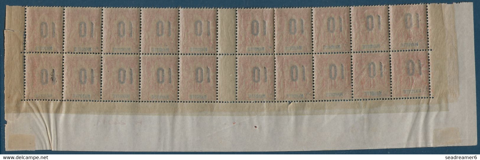 Colonies Type Groupe Mayotte Bande De 20 Bas De Feuille N°27/27Aa**/* Variété 1 & 0 Espacés Case 36 TTB - Ungebraucht