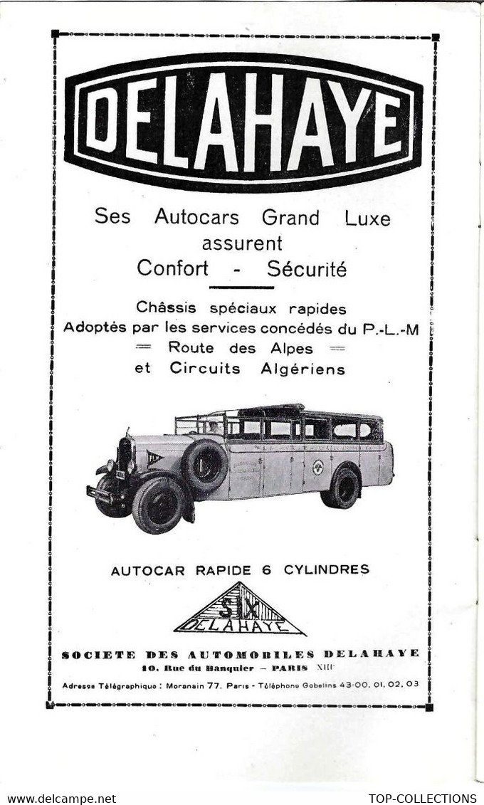 CIRCA 1920 BROCHURE AUTOCARS PLM LA ROUTE DES ALPES B.E. VOIRSCANS - Werbung