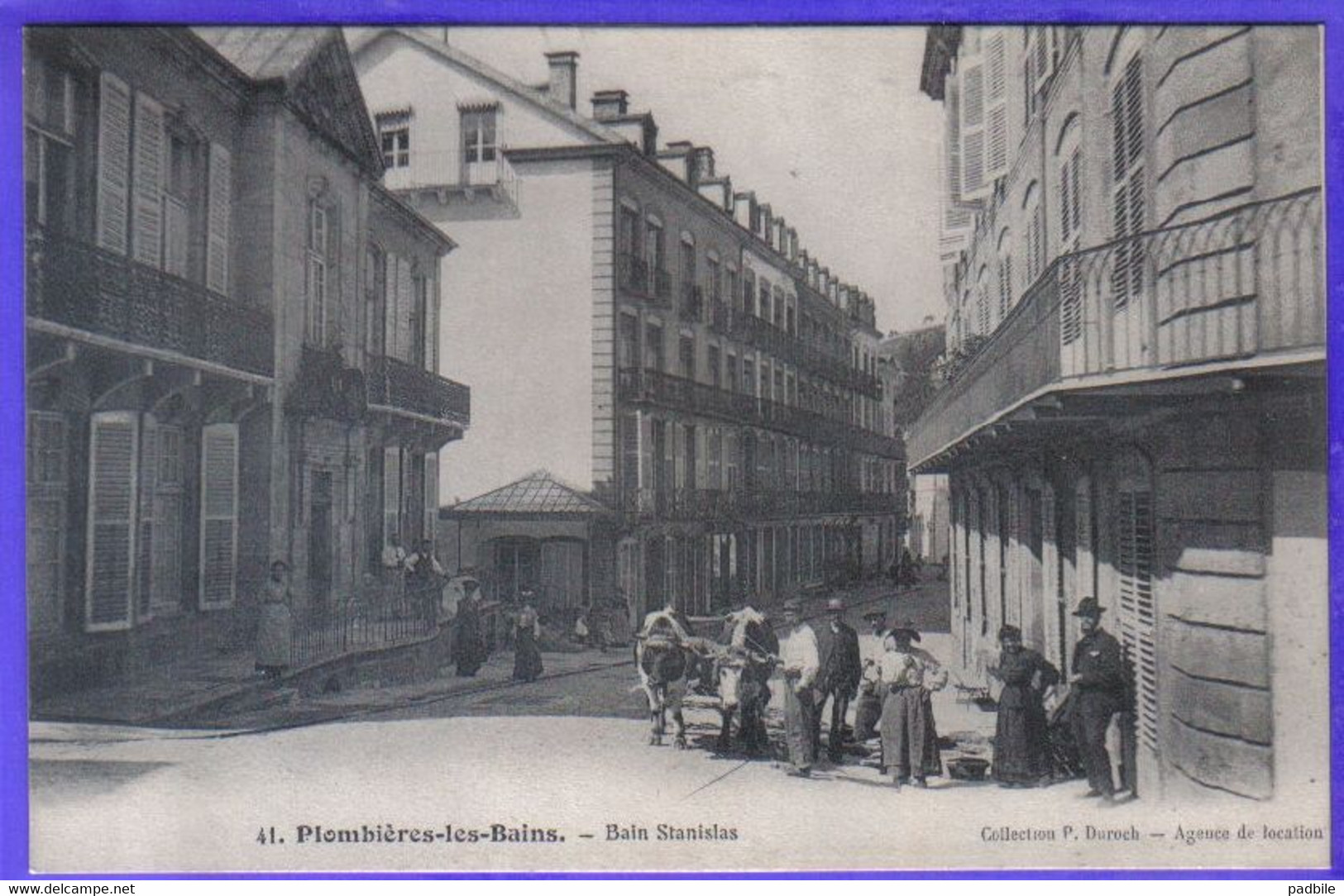 Carte Postale 88. Plombières-les-Bains  Bain Stanislas  Attelage De Boeufs Très Beau Plan - Pouxeux Eloyes