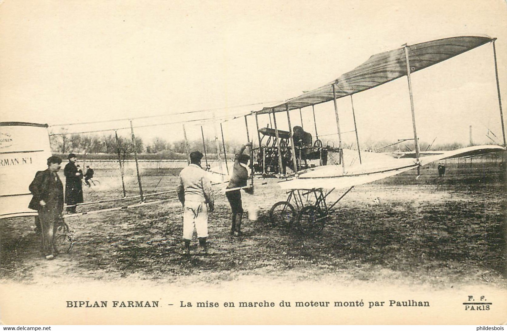 AVIATION  Biplan FARMAN La Mise En Marche Du Moteur - Reuniones