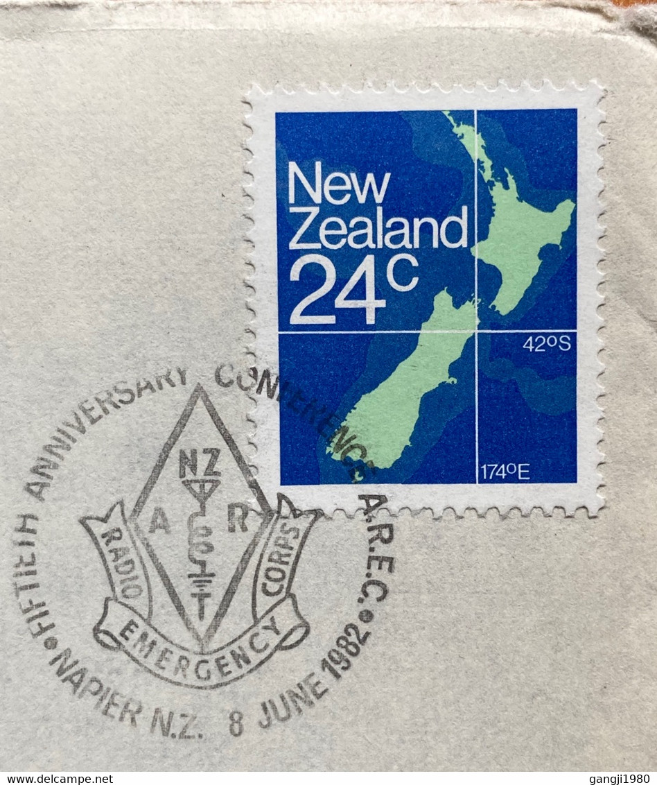 NEW-ZEALAND 1982, SPECIAL COVER & CANCELLATION !!! RADIO EROERGENCY CORPS MAP ,COGO ,SYMBOL - Brieven En Documenten