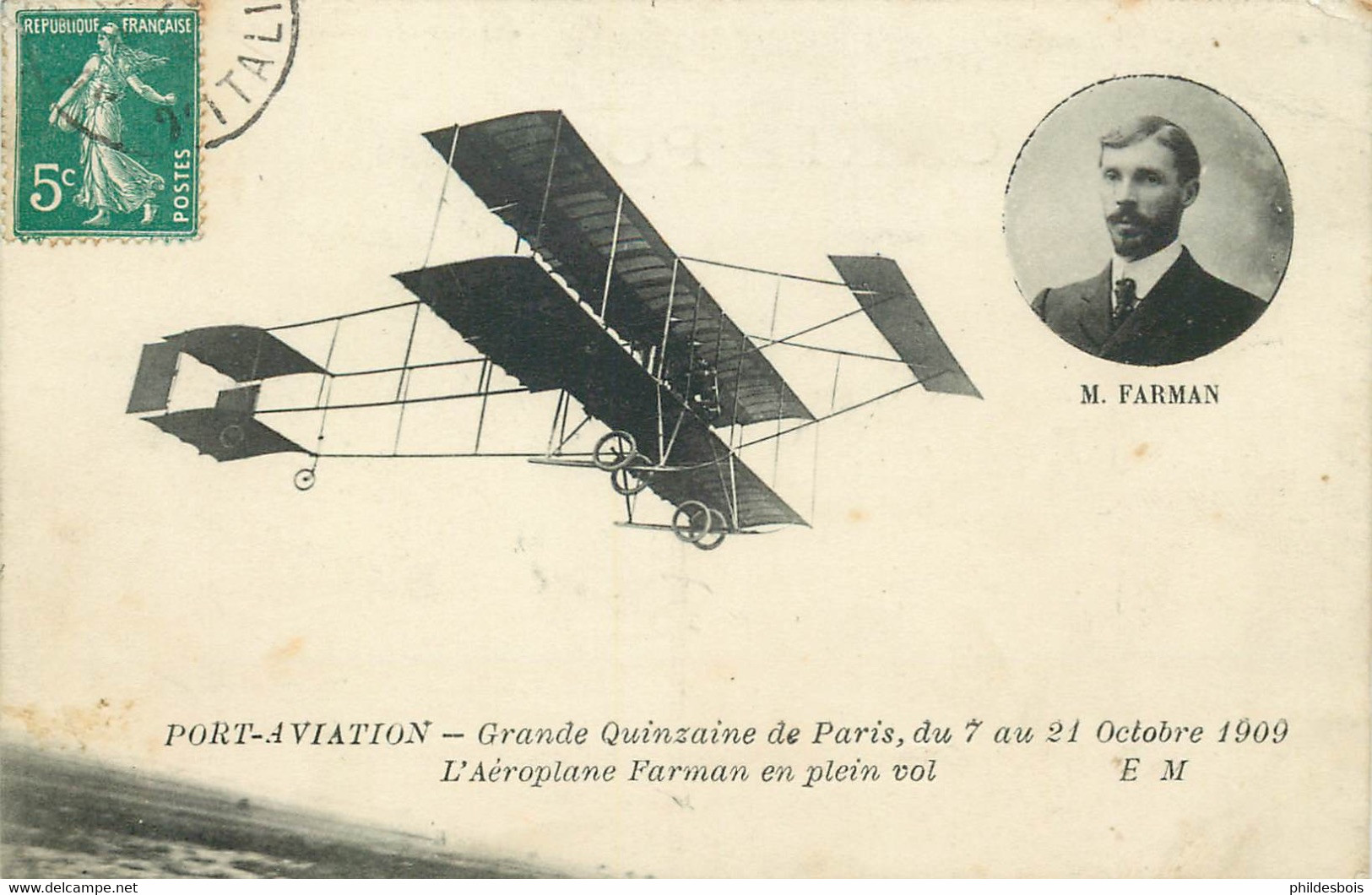 AVIATION Port Aviation Grande Quinzaine De Paris FARMAN En Plein Vol - Meetings