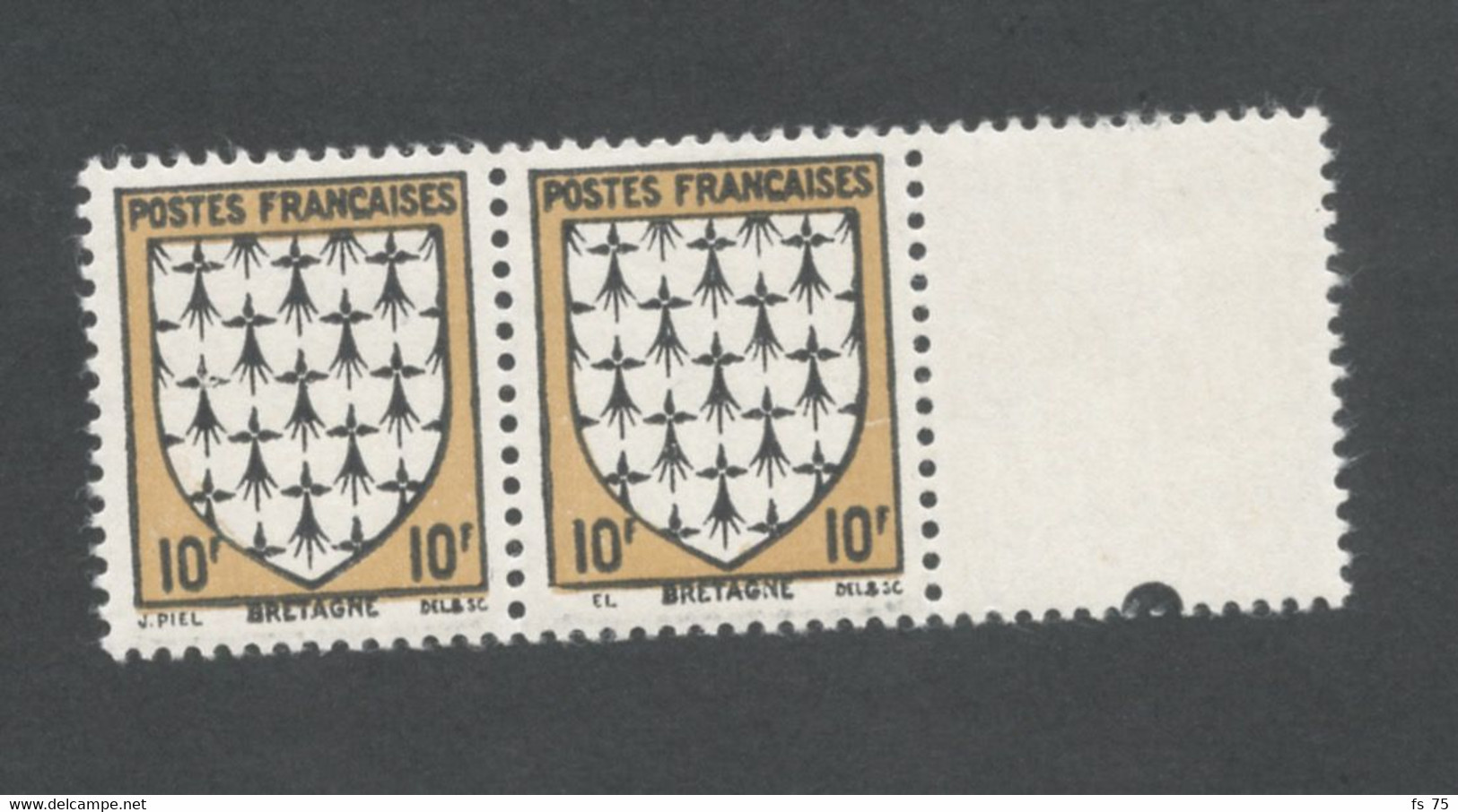 FRANCE - N°573  10F BRETAGNE - SIGNATURE EL AU LIEU DE PIEL - TENANT A NORMAL - NEUFS SANS CHARNIERE - Unused Stamps