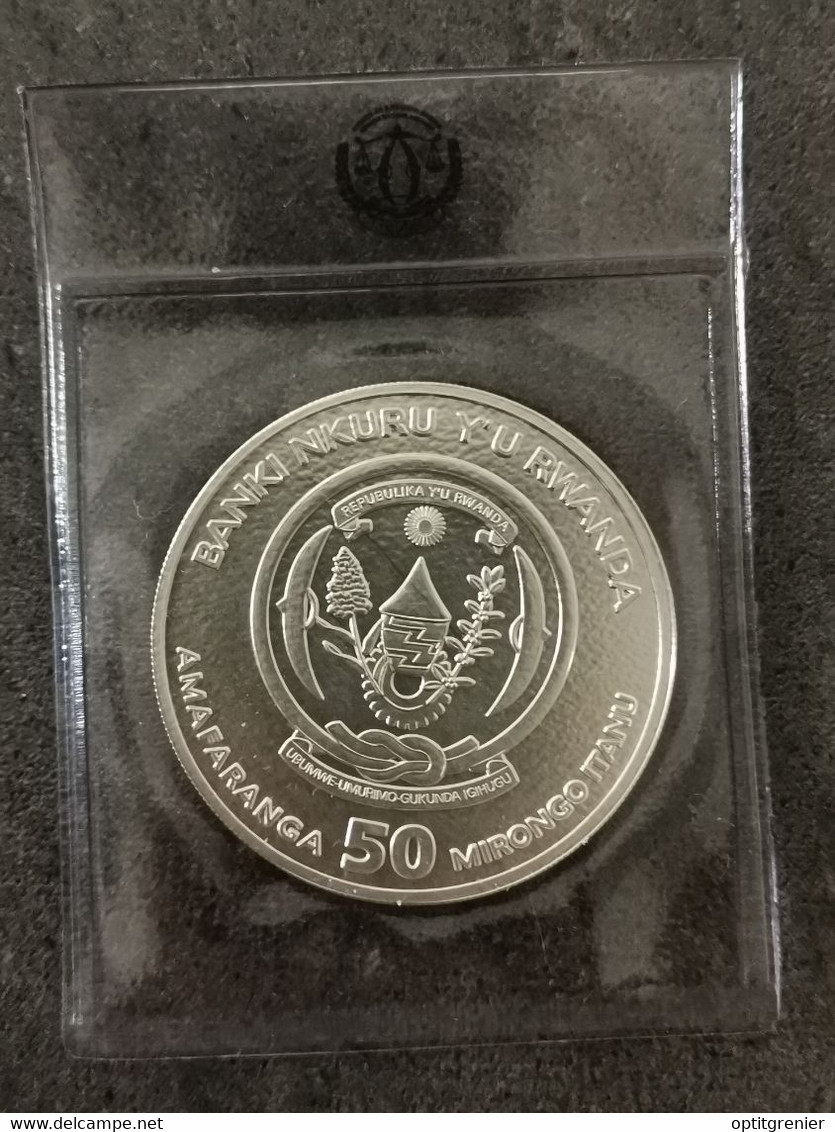 50 FRANCS ARGENT 2015 BUFFLES RWANDA / 1 OZ 1 OUNCE SILVER 10 000 EX. SCELLEE - Rwanda