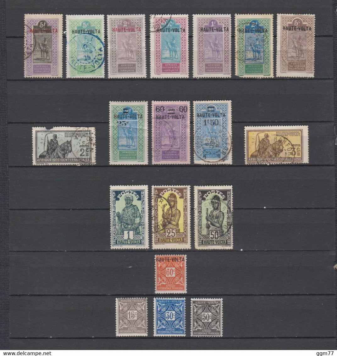 19 TIMBRES HAUTE-VOLTA OBLITERES & NEUFS* + SANS GOMME DE 1920 à 1928   Cote : 42 € - Oblitérés