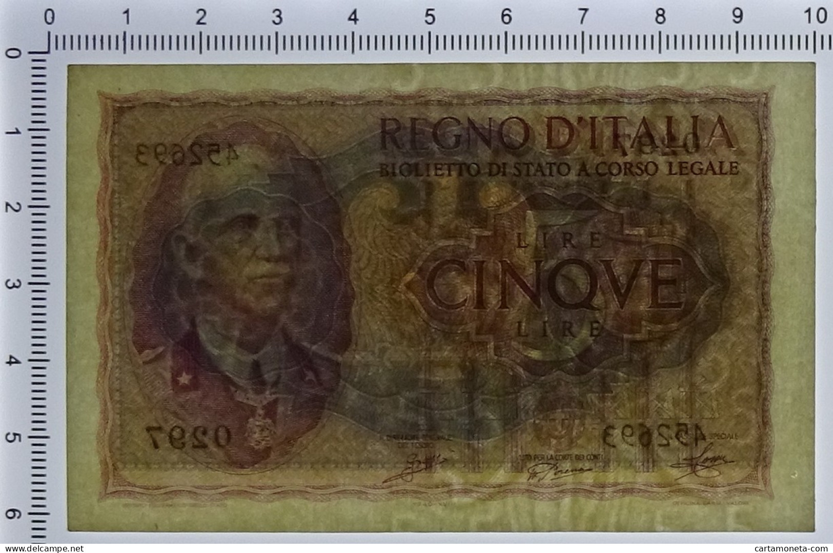 5 LIRE BIGLIETTO DI STATO VITTORIO EMANUELE III FASCIO 1940 XVIII FDS-/FDS - Regno D'Italia – Other