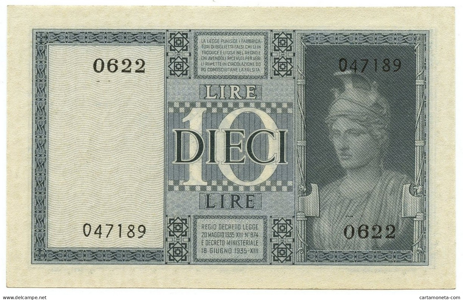 10 LIRE BIGLIETTO DI STATO VITTORIO EMANUELE III FASCIO 1939 XVIII QFDS - Sonstige