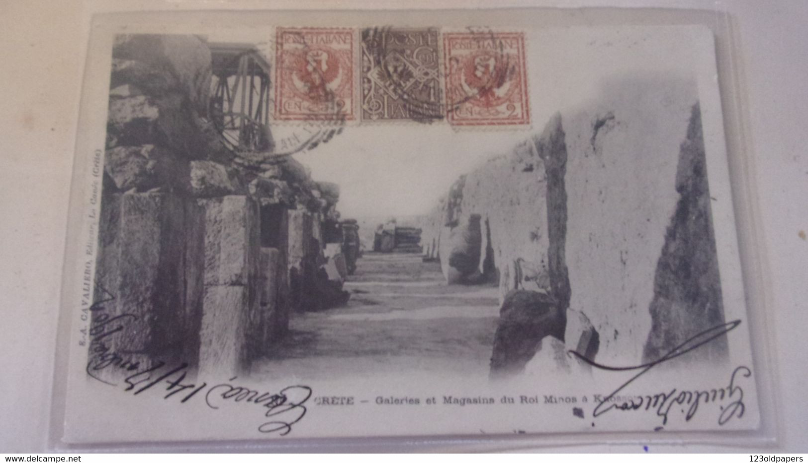 GRECE Candia.Crete.Greece.Cretan GALERIES MAGASINS  ROI MINOS A KNOSSOS Cnossos   1902 TIMBREE STAMPS - Greece