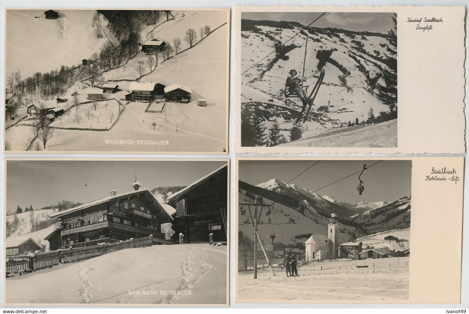 AUTRICHE - 4 CPA - SAALBACH - Seigbauer, Berlift, Holmais-lift - Karl Haidinger Verlag - Photo Véritable - Saalbach