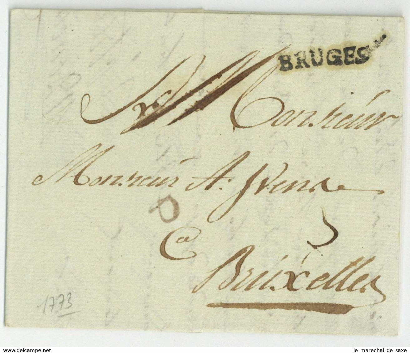 Bruges 1773 BRUGES Pour Bruxelles Brüssel Maertens - 1714-1794 (Pays-Bas Autrichiens)