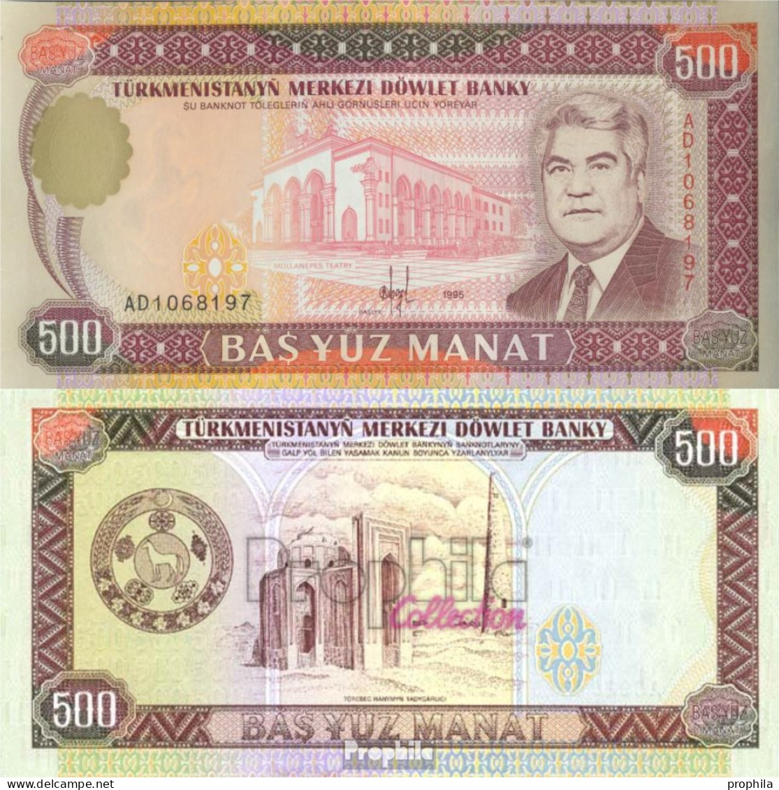 Turkmenistan Pick-Nr: 7b Bankfrisch 1995 500 Manats - Turkmenistan