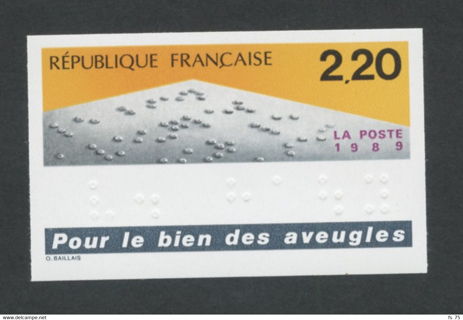 FRANCE - N°2562  2F20 POUR LE BIEN DES AVEUGLES - NON DENTELE - NEUF SANS CHARNIERE - 1981-1990