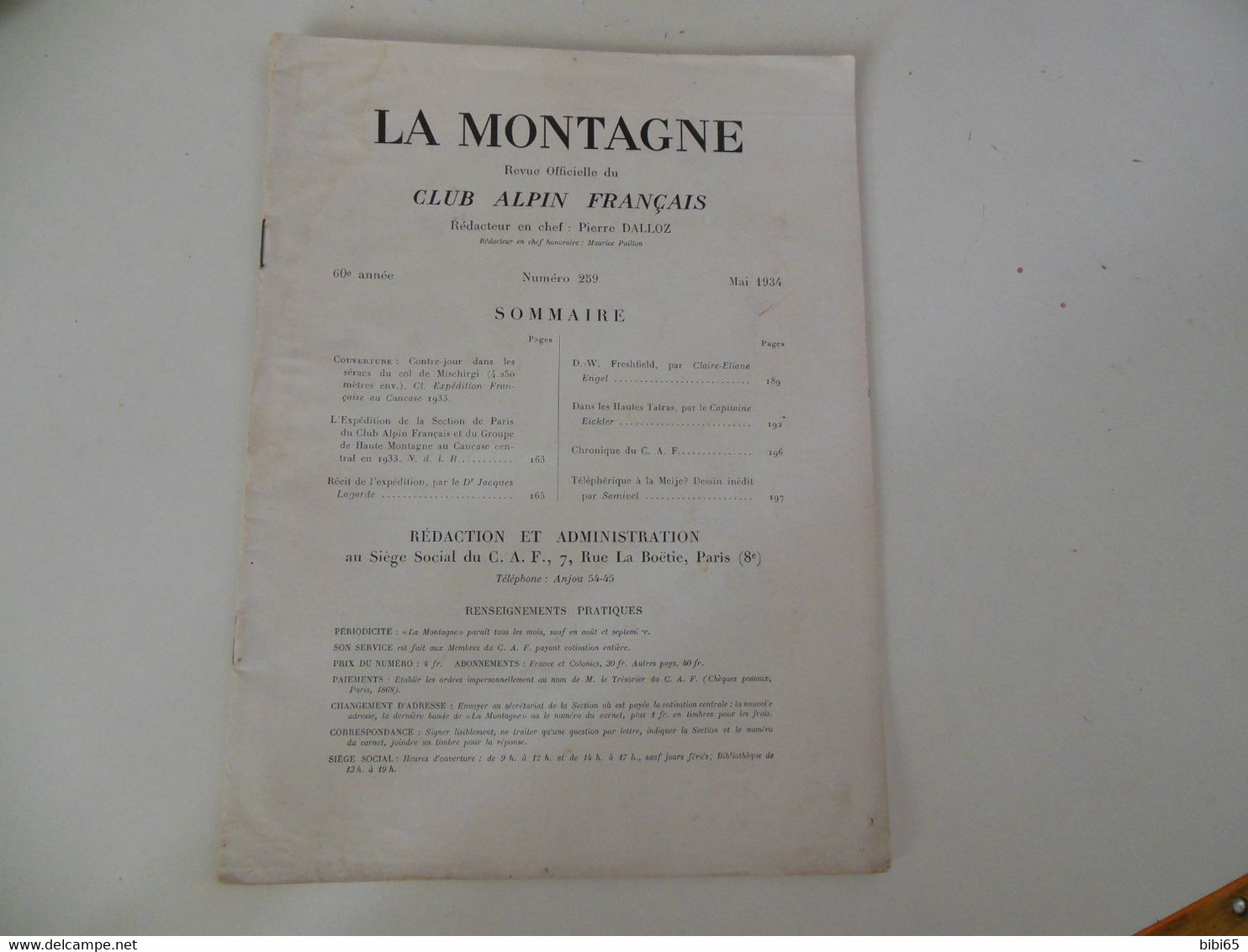 LA MONTAGNE PAR DALLOZ MAI 1934 EXPEDITION FRANCAISE AU CAUCASE 60 PAGES - Alpes - Pays-de-Savoie