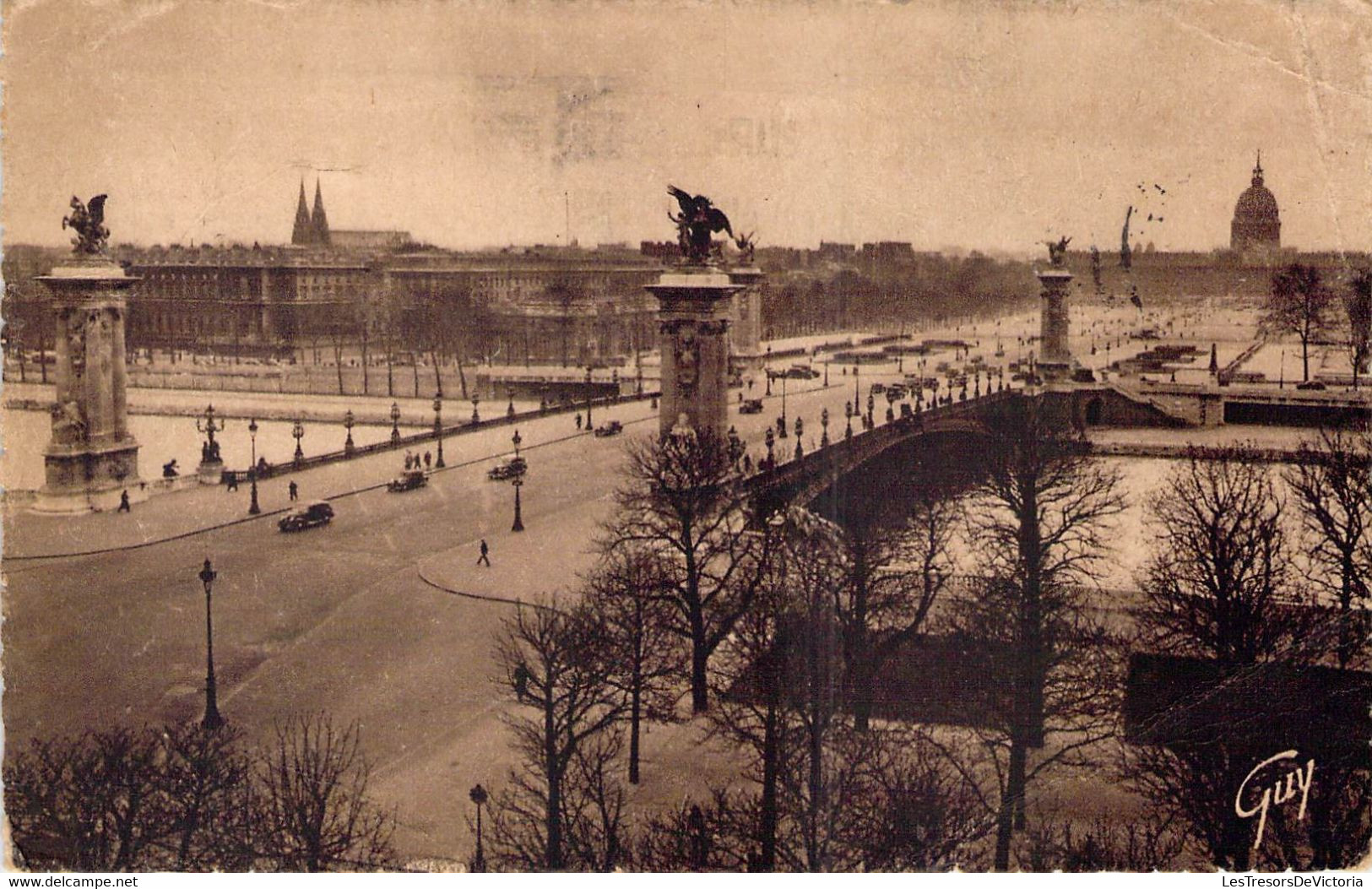 CPA - 75 - PARIS - Le Pont Alexandre III Et L'esplanade Des Invalides - Flamme ARTS FLEURS FRUITS 1949 - Puentes