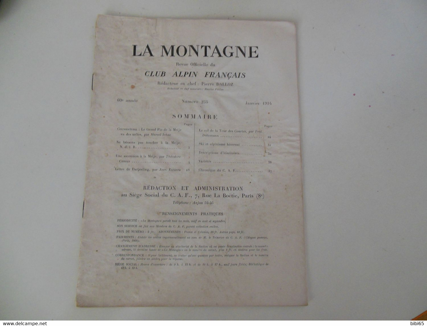 LA MONTAGNE JANVIER 1934 LA MEIJE COL DELA TOUR DES COURTES 60 PAGES - Alpes - Pays-de-Savoie