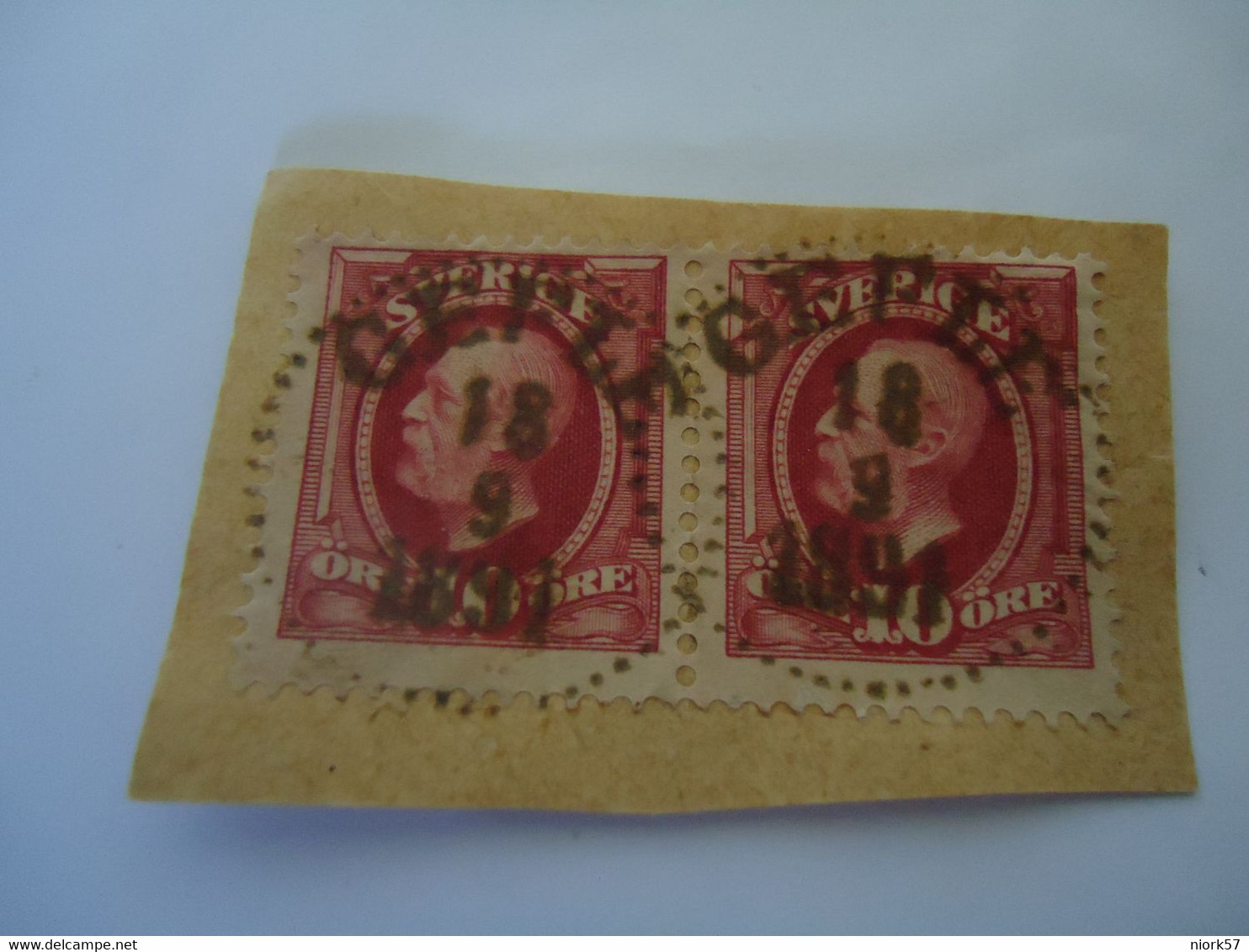 SWEDEN  USED   PAIR  STAMPS   1872--1910  KINGS  WITH  POSTMARK GEPLE   1891 - Other & Unclassified