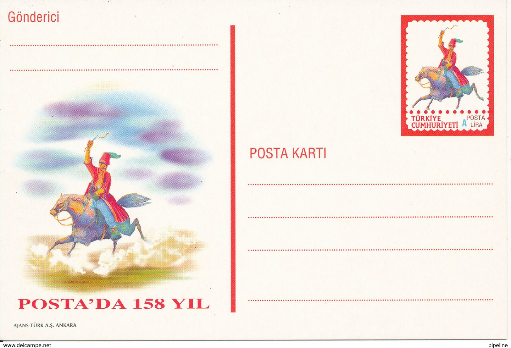 Turkey Postal Stationery Postcard In Mint Condition Posta'da 158 Yil - Entiers Postaux