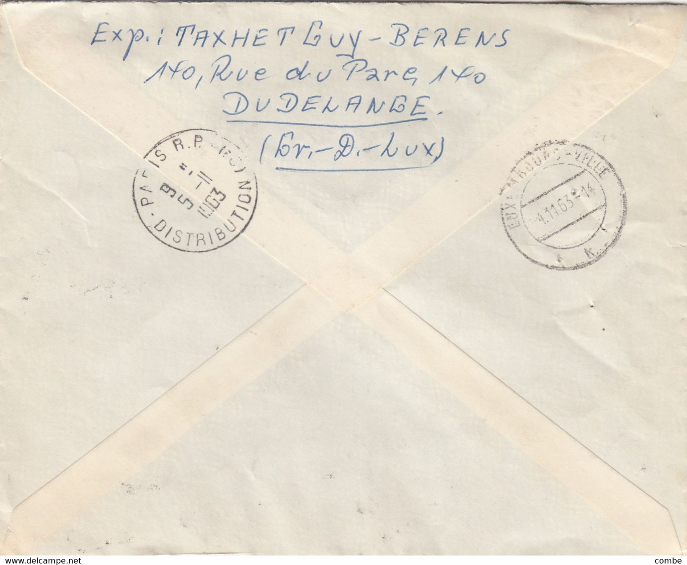 LETTRE. LUXEMBOURG. 1963. RECOMMANDE DUDELANGE. 10fr. POUR PARIS  / 2 - Cartas & Documentos