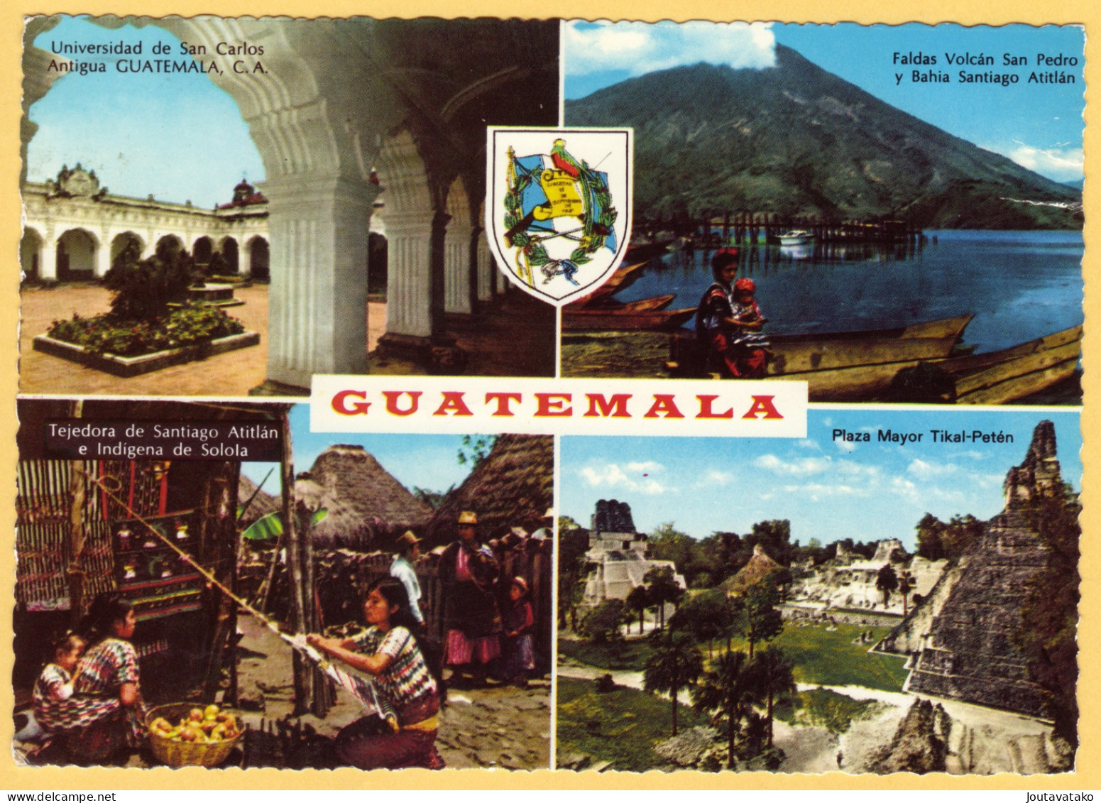 Antiqua, Santiago, Tikal-Peten - Guatemala - Posted 1977 W Arms Of Guatemala City Stamp - Guatemala