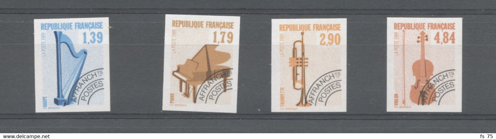 FRANCE - PREOS N° 202 / 205 INSTRUMENTS DE MUSIQUE - SERIE NON DENTELEE - NEUVE SANS CHARNIERE - 1981-1990