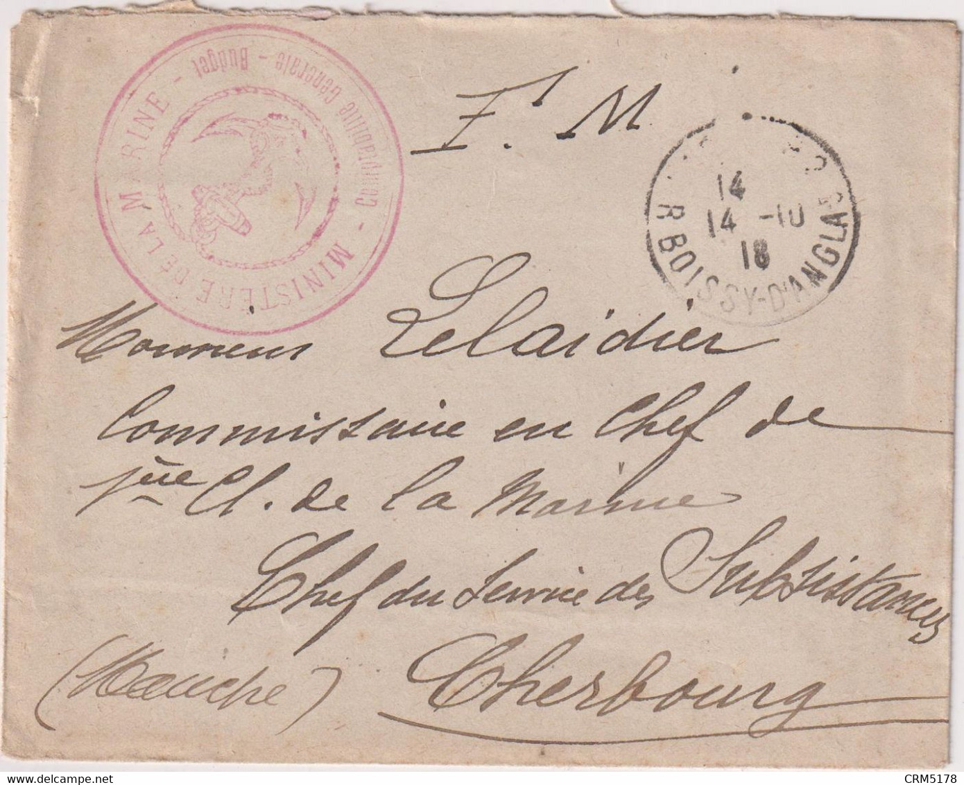 FRANCE-poste MARITIME-L.EN FRANCHISE DU MINISTERE DE LA MARINE-comptabilité Générale Budget-correspondance 1918 - Maritieme Post