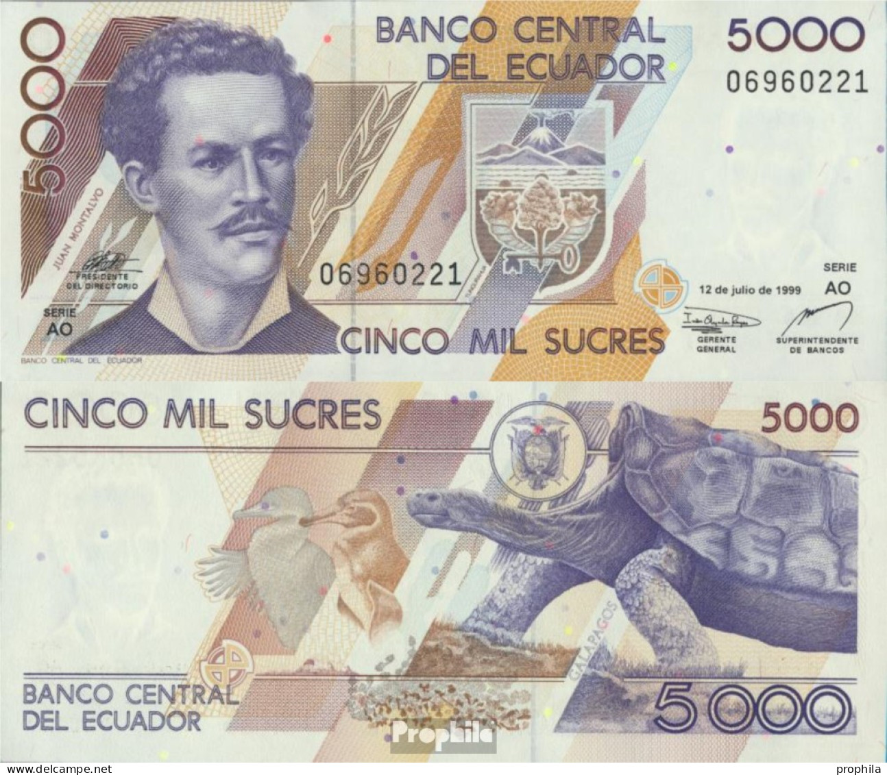 Ecuador Pick-Nr: 128c (1999) Bankfrisch 1999 5.000 Sucres - Ecuador