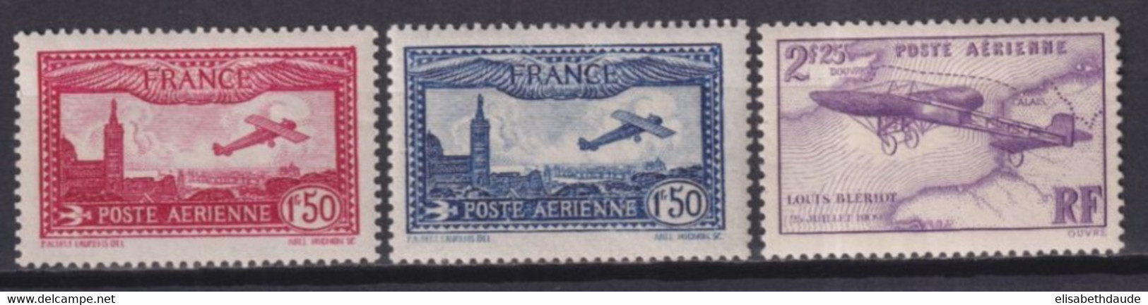 1930/1934 - POSTE AERIENNE - YVERT N° 5/7 * MLH - COTE = 77 EUR. - 1927-1959 Nuevos