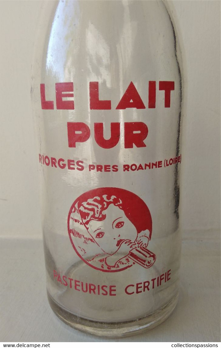 - RARE - Ancienne Bouteille De Lait " LE LAIT PUR " - Riorges Près Roanne (Loire) - - Altri & Non Classificati