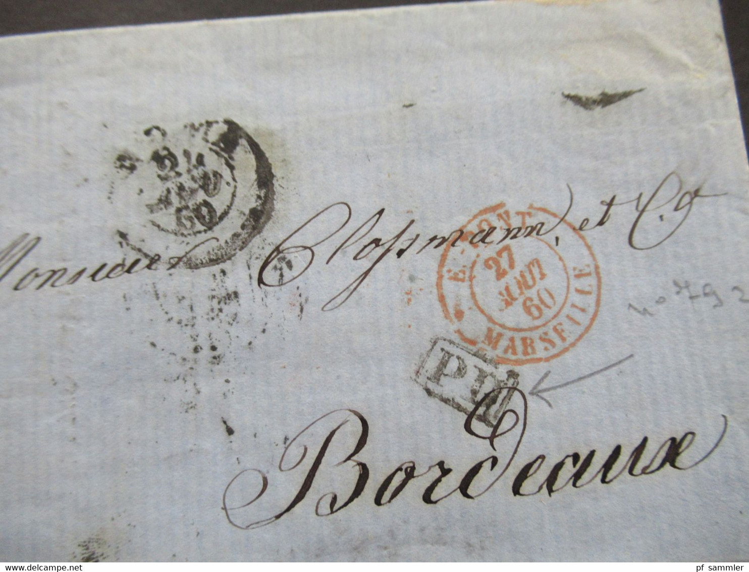 Rom 1860 Faltbrief Mit Inhalt Roma - Bordeaux Rückseitig 4 Stempel / Bahnpost Dekorativer Briefkopf Hotel D'Amerique - Kirchenstaaten