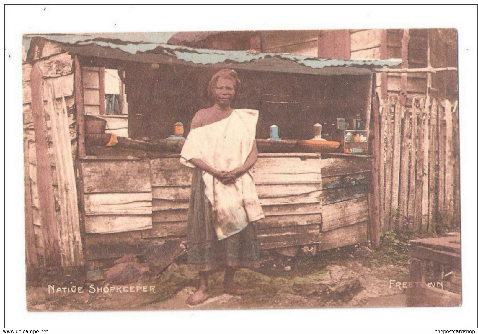 West Africa SIERRA LEONE Native Shopkeeer Shop Coloured Postcard By Pickering & Berthoud - Sierra Leona