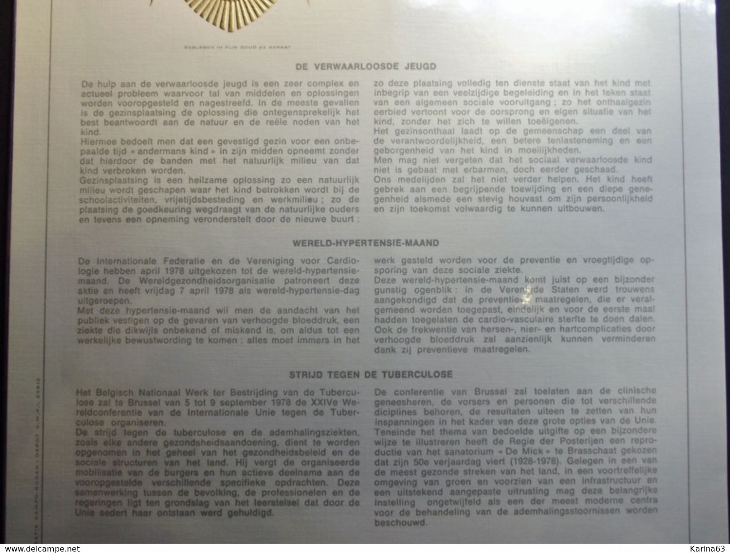 Belgie Belgique - 1978 - OPB/COB 1881/83  -  Philantropique - Feuillet D'art Rodan - Frappé Or Fin/  - Limited Edition - Folettos De Lujo [LX]