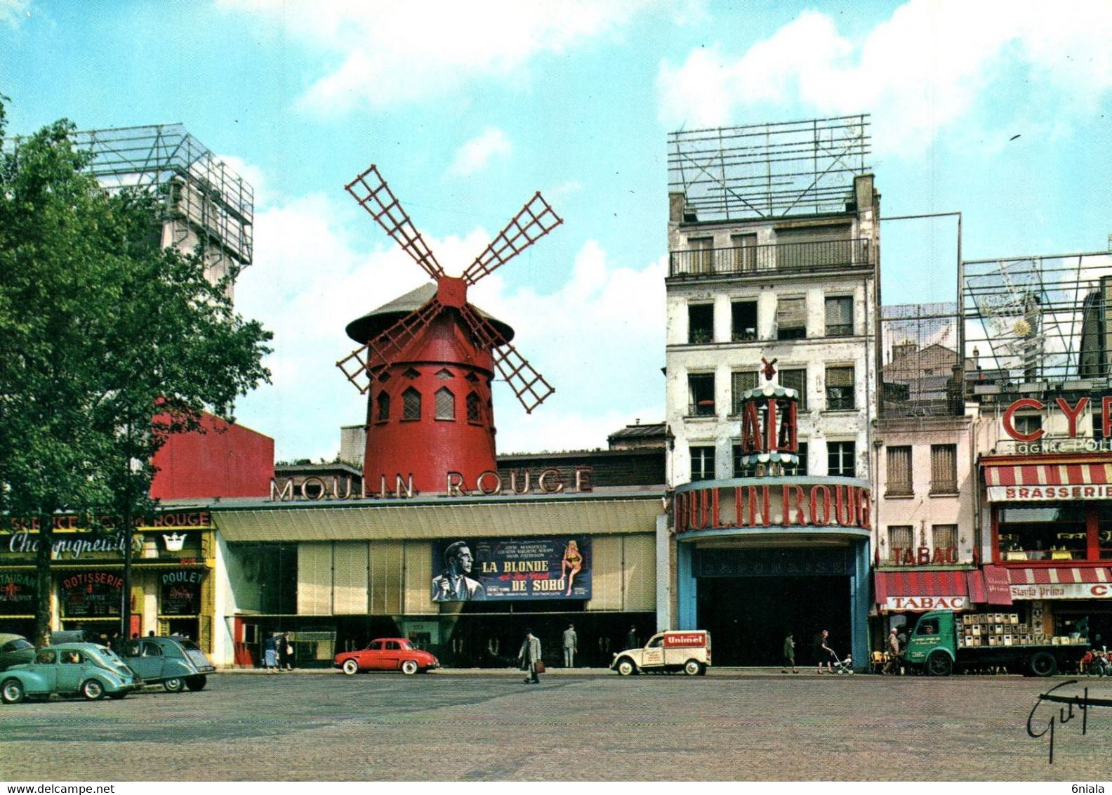 PARIS  Le Moulin Rouge, Place Blanche  ( Voitures, Camions, Tabac   )  ( Recto-verso) 75 Paris - Cafés, Hôtels, Restaurants