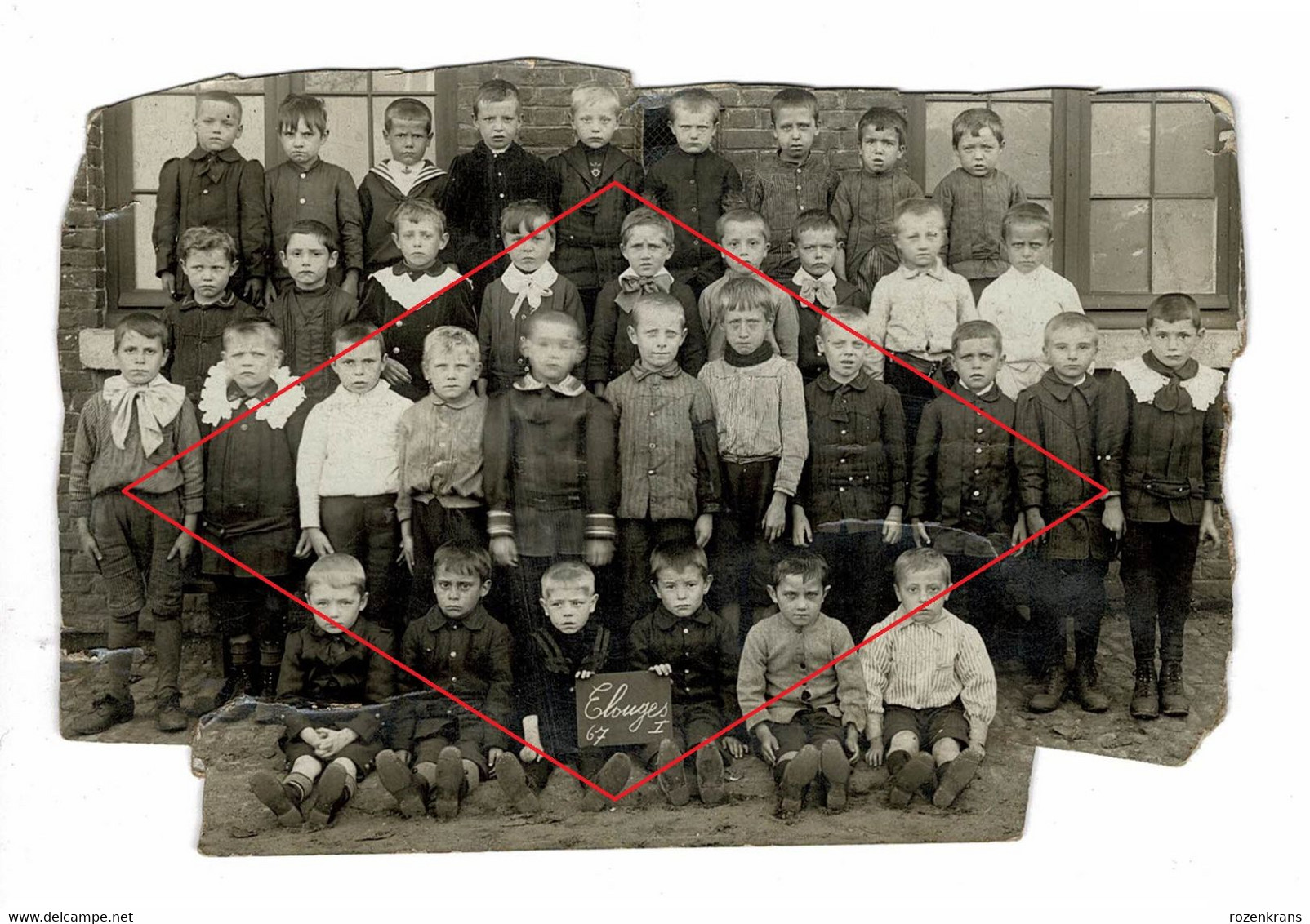 Ancienne Photo De Classe Klasfoto Elouges Dour Enfants 1913 Oude Foto - Personas Anónimos