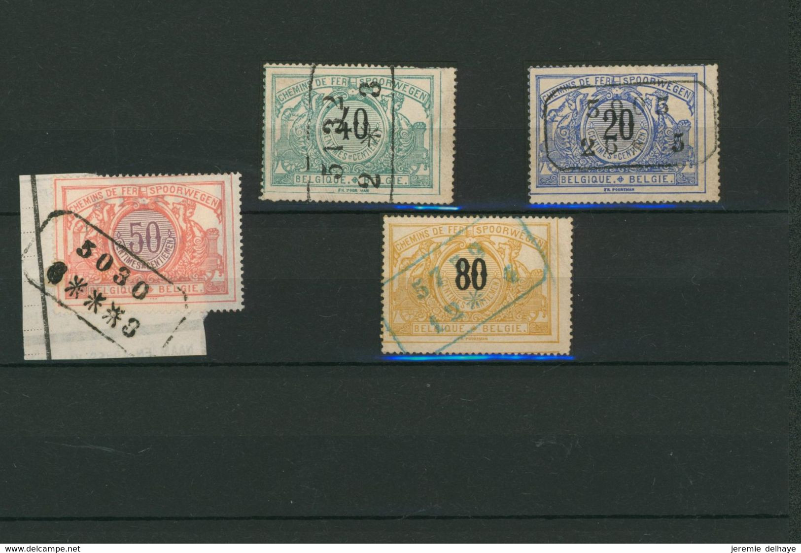 Chemin De Fer - Petit Lot De 4 Timbres + Cachet Spécial Type Encadré Avec Chiffre. A Examiner ! - Usados