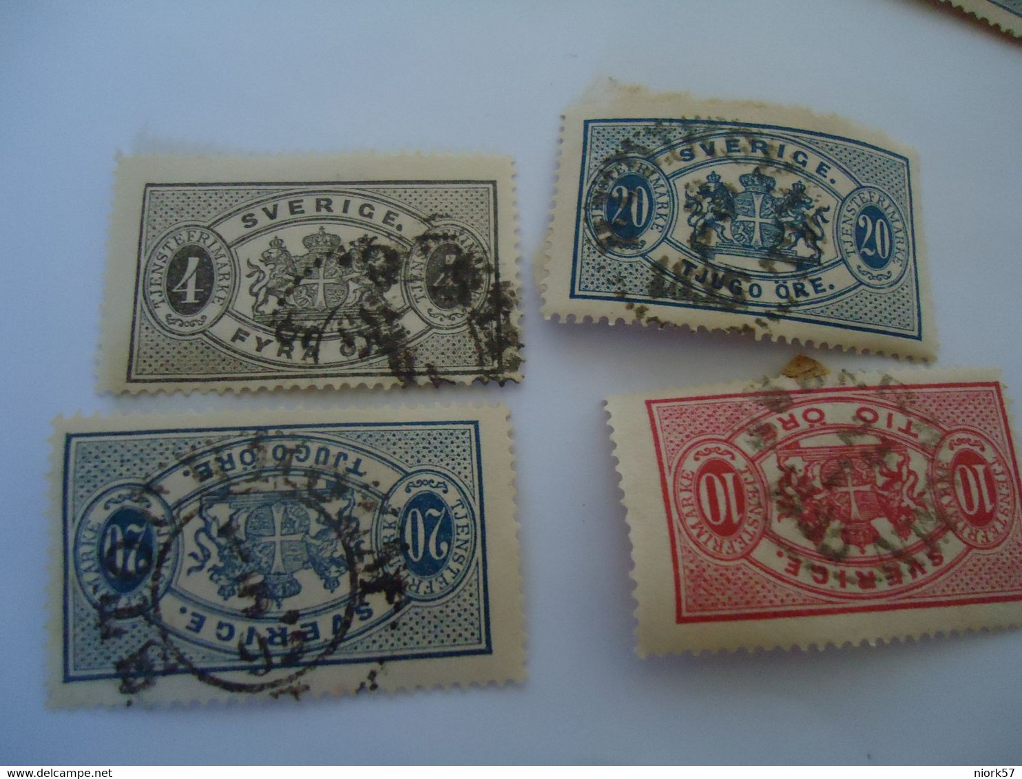 SWEDEN  USED   4  STAMPS OFFICIAL  1874 WITH  POSTMARK - Autres & Non Classés