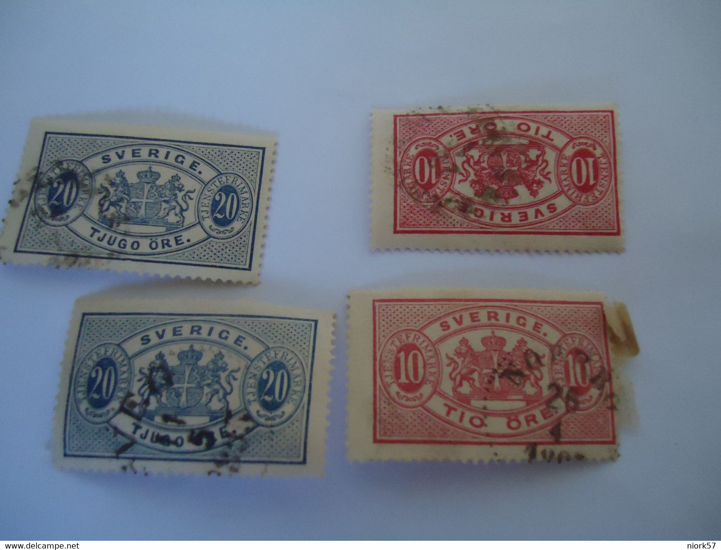 SWEDEN  USED   4  STAMPS OFFICIAL  1874 WITH  POSTMARK - Altri & Non Classificati