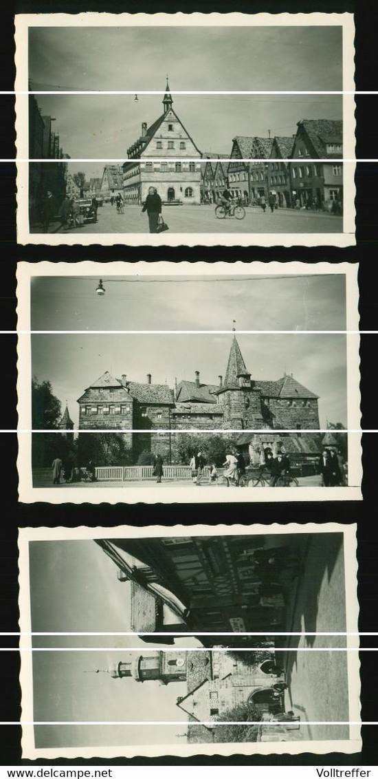 3x Orig. Foto 1951 Lauf Pegnitz, Blick Auf Den Ort, Geschäfte, Oldtimer, Markt - Lauf