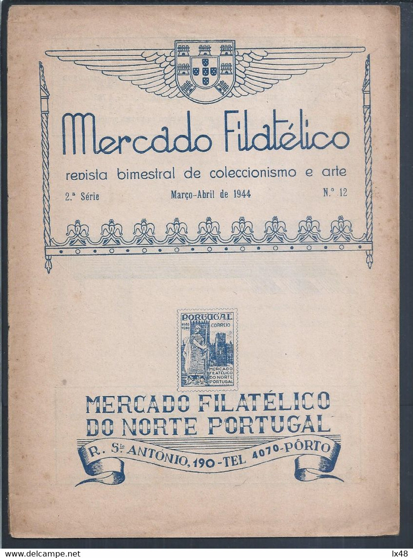 Revista Do Mercado Filatélico Do Porto Nº. 12 Março/Abril De 1944. 20 Páginas. Magazine Of Philatelic Market Of Porto - Libro Dell'anno