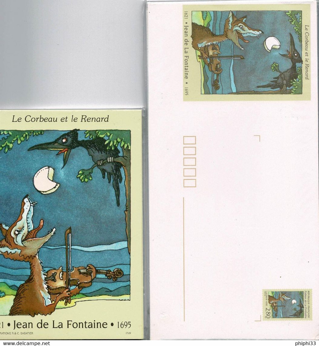 TRES BEAU LOT DE 6 CARTES POSTALES (entiers Postaux) ET 6 PRETS A POSTER FABLES DE LA FONTAINE SOUS BLISTER - Lots Et Collections : Entiers Et PAP