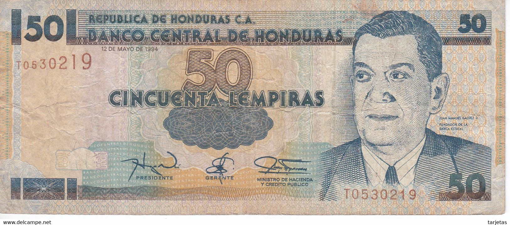 BILLETE DE HONDURAS DE 50 LEMPIRAS AÑO 1994 (BANKNOTE) - Honduras