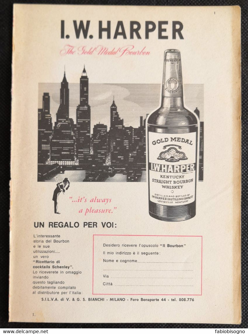 1964 - Gold Medal I. W. HARPER Kentucky Straight Bourbon Whiskey - 1 Pag. Pubblicità Cm. 13 X 18 - Licor Espirituoso