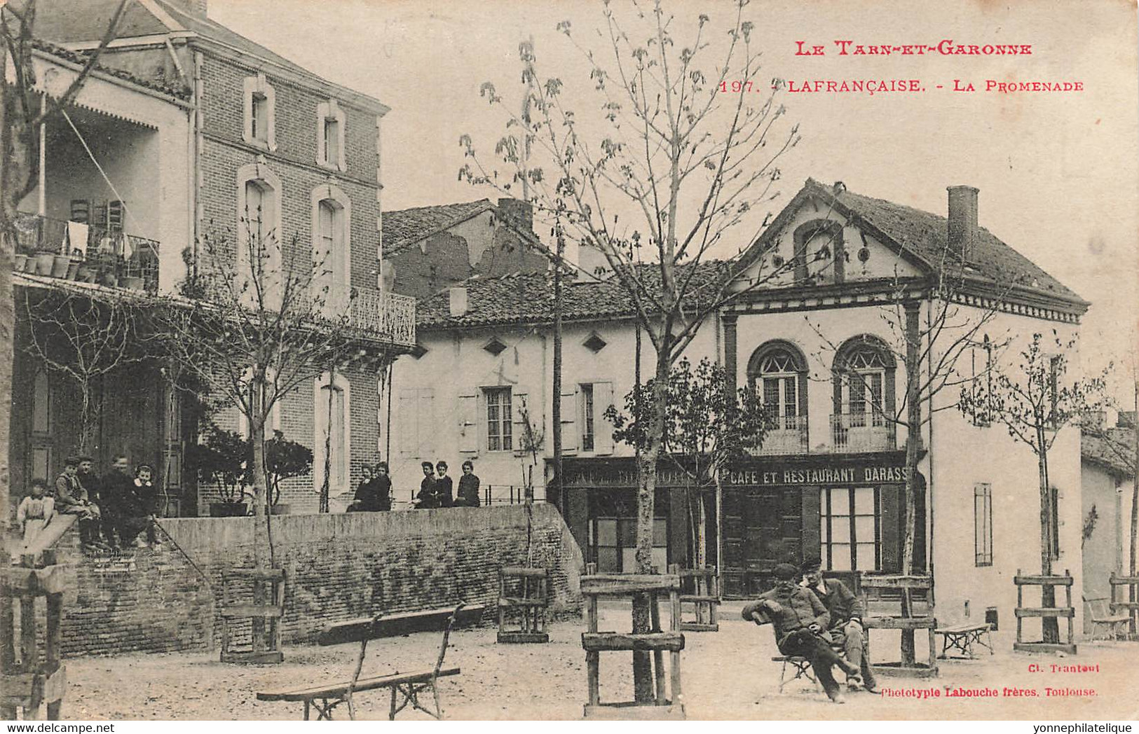 82 - TARN ET GARONNE - LAFRANÇAISE - La Promenade - Café-restaurant DARASSE - Animation - Superbe -10035 - Lafrancaise