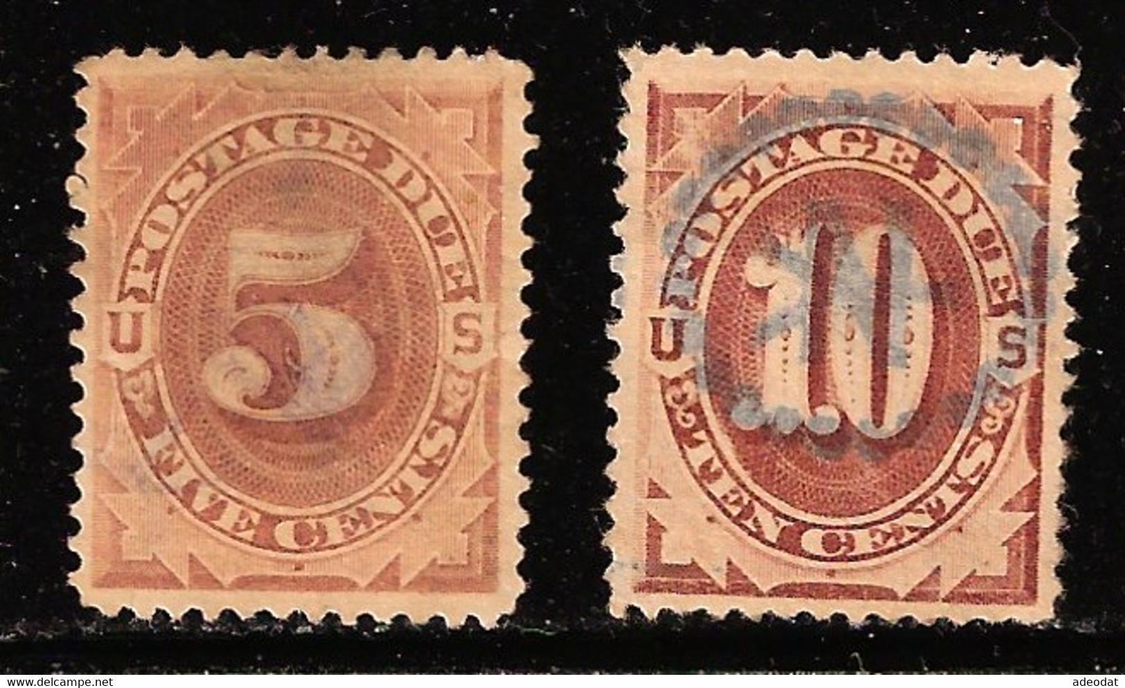 UNITED STATES 1879 POSTAGE DUE J4,J5 USED CV US$140. - Portomarken