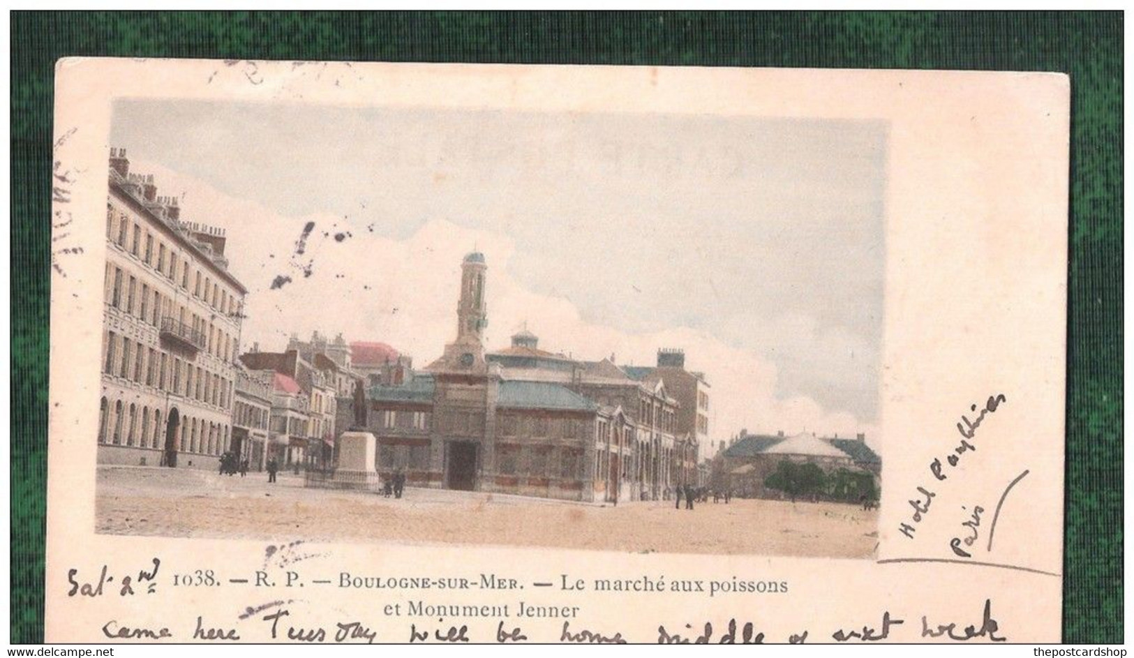 62 Boulogne Sur Mer 1902 Sent To Ireland Dos Simple Le Marché Aux Poissons Et Monument Jenner - Editeur: R.P N°1038 - Boulogne Sur Mer