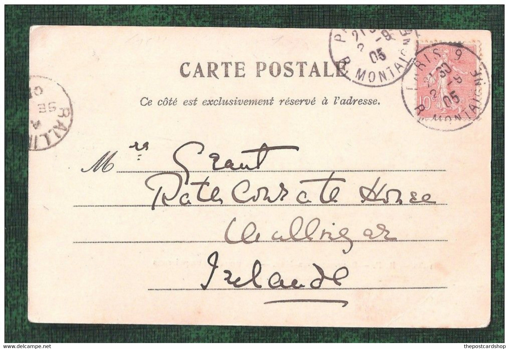 62 Boulogne Sur Mer 1902 Sent To Ireland Dos Simple Le Marché Aux Poissons Et Monument Jenner - Editeur: R.P N°1038 - Boulogne Sur Mer