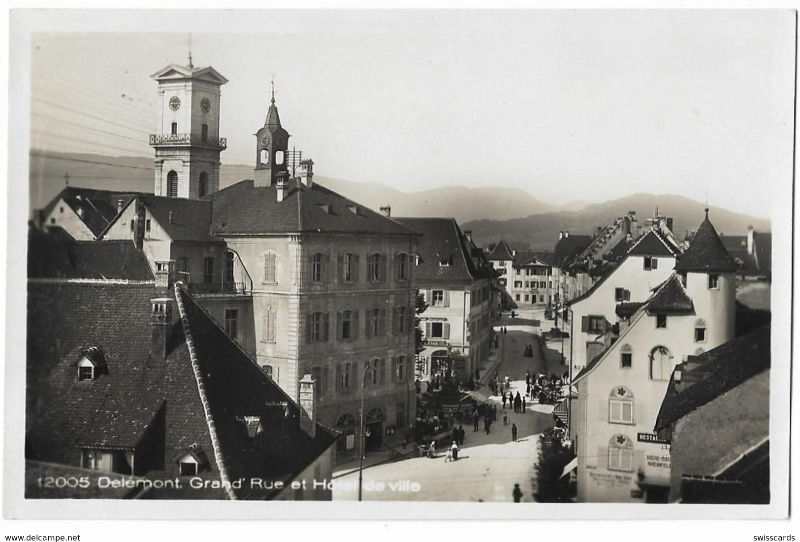 DELEMONT: Grand' Rue Animée, Cpa Photo ~1925 - Delémont